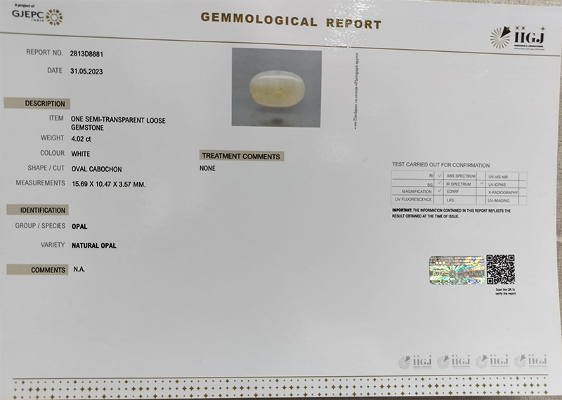 OPAL 4.02 Ct. 5 OPL6969 4 OPAL 4.02 Ct.