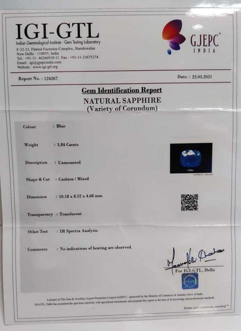 BSP9516 4 BLUE SAPPHIRE 3.84 Ct.