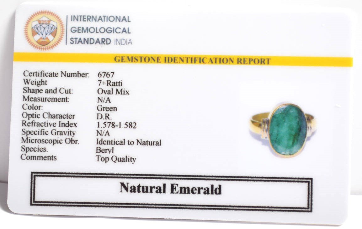 6767 Natural Emerald (Panna) Ring (7+ Ratti)