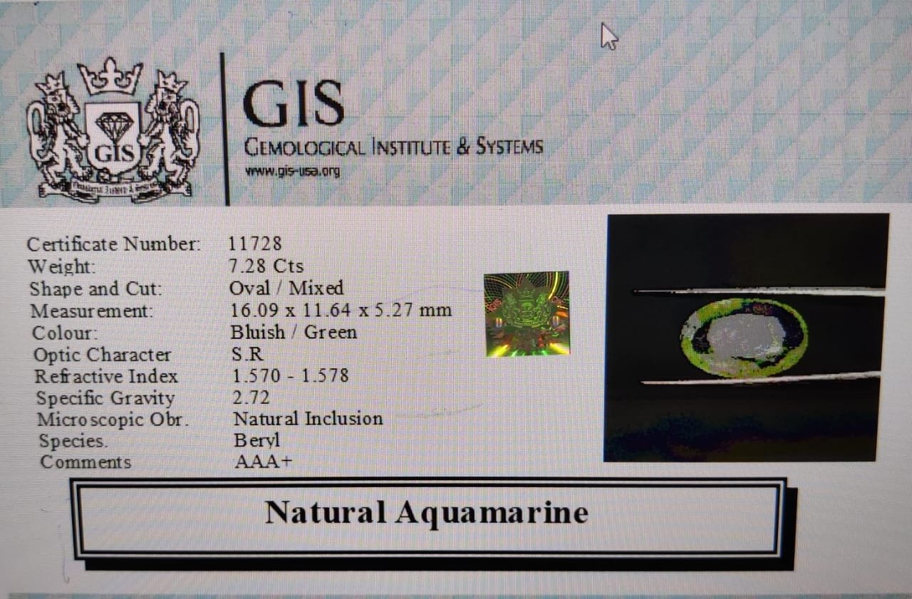 AQUAMARINE745 4 1 AQUAMARINE 7.28 Ct.