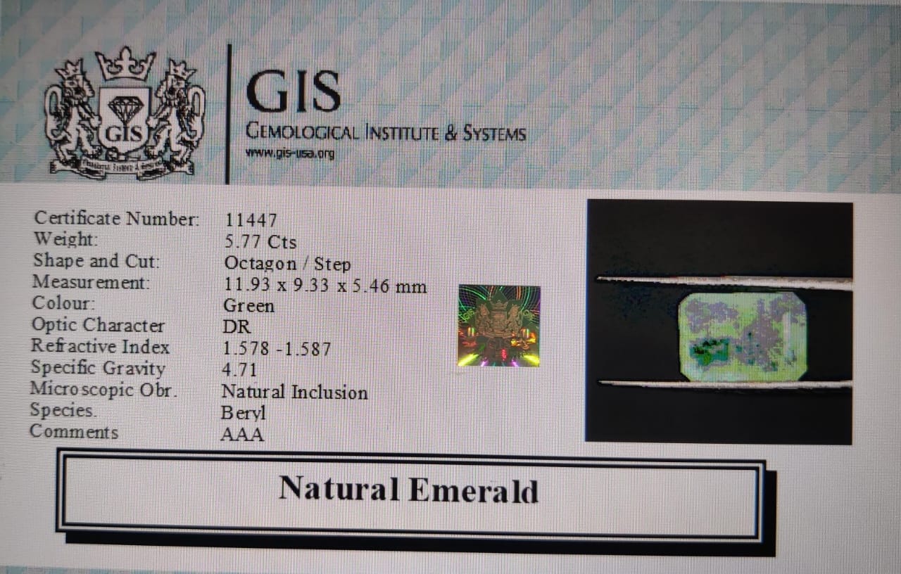EMERALD 5.77 Ct. 5 EMRD17825 4 EMERALD 5.77 Ct.