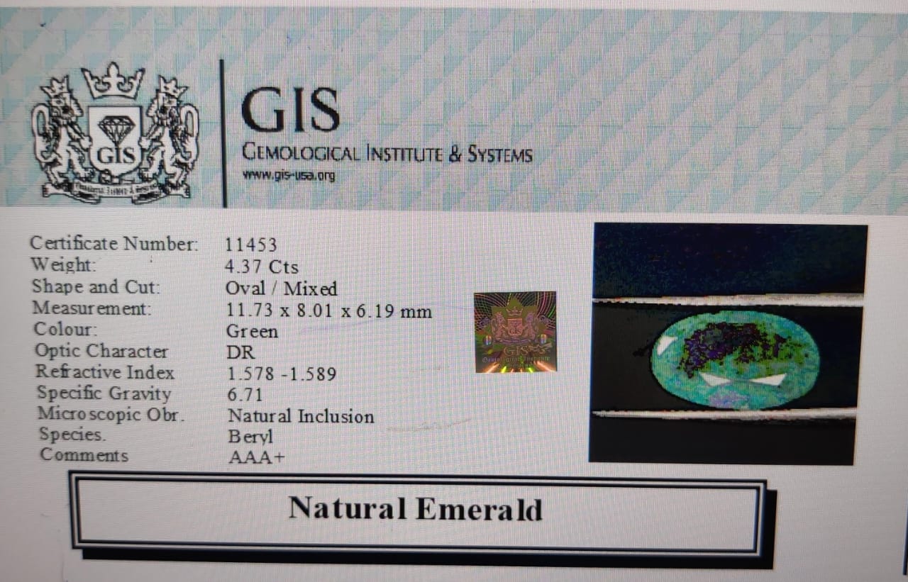 EMRD17831 4 EMERALD 4.37 Ct.