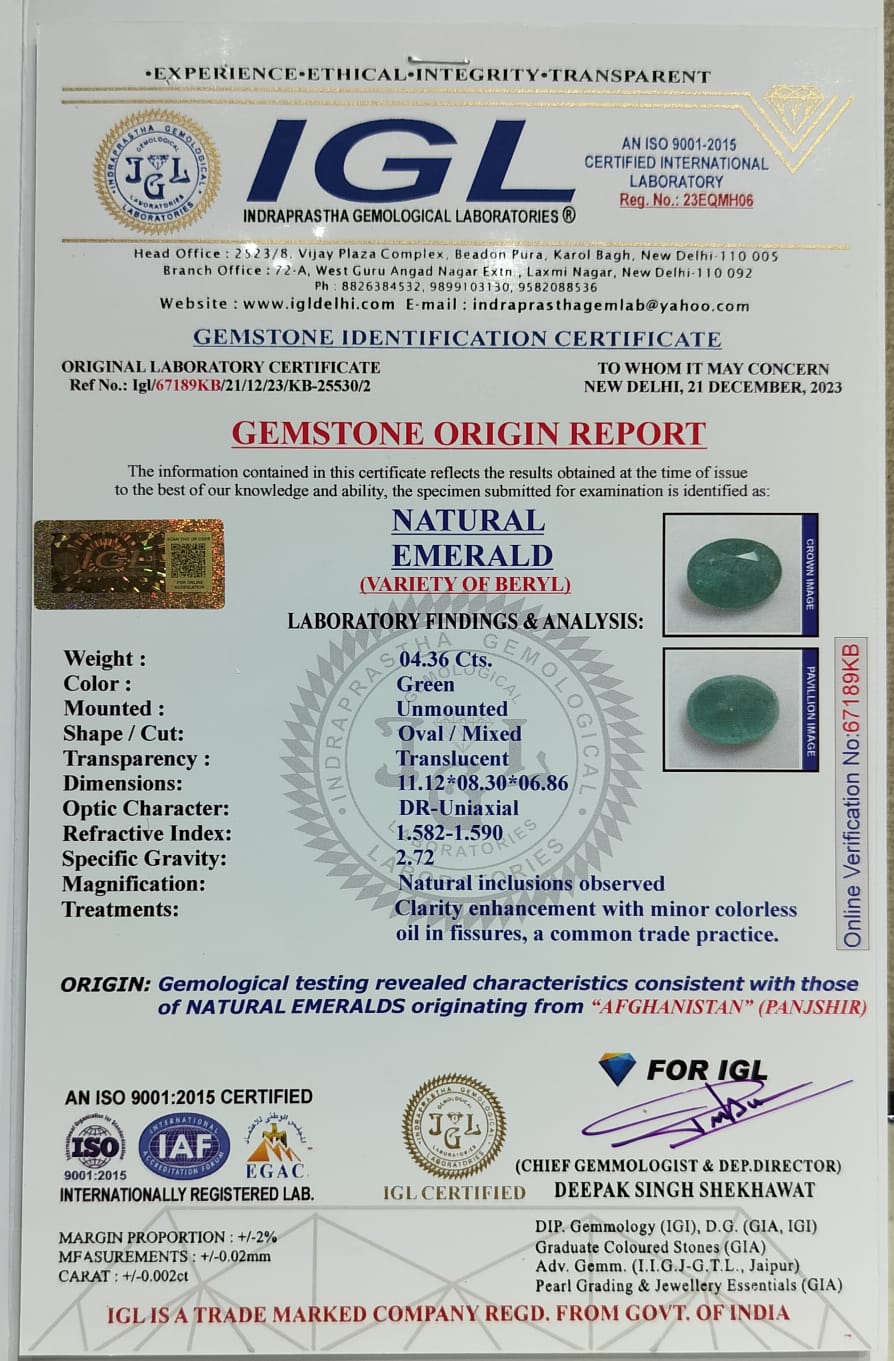 EMRD17841 4 1 EMERALD 4.36 Ct.