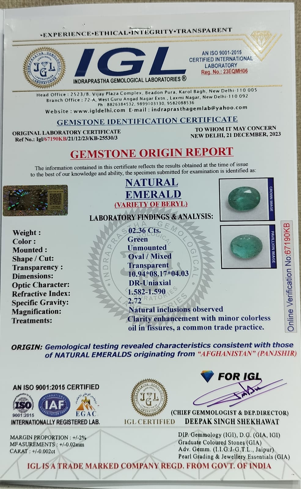 EMRD17842 4 1 EMERALD 2.36 Ct.