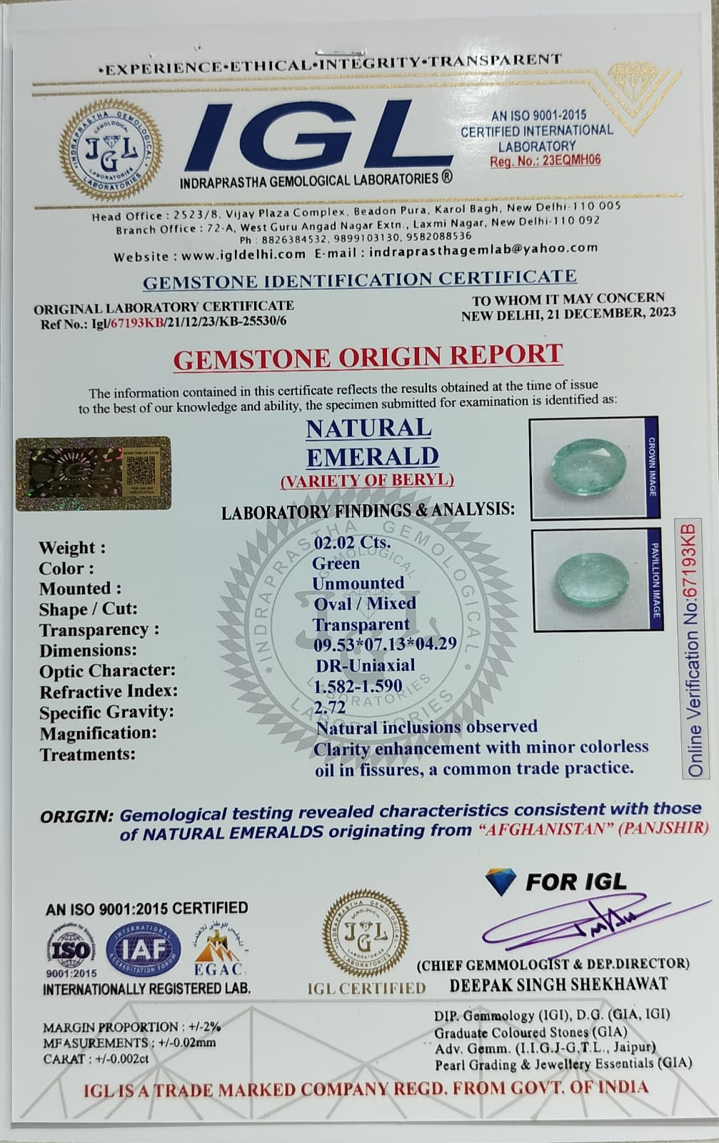 EMRD17845 4 1 EMERALD 2.02 Ct.