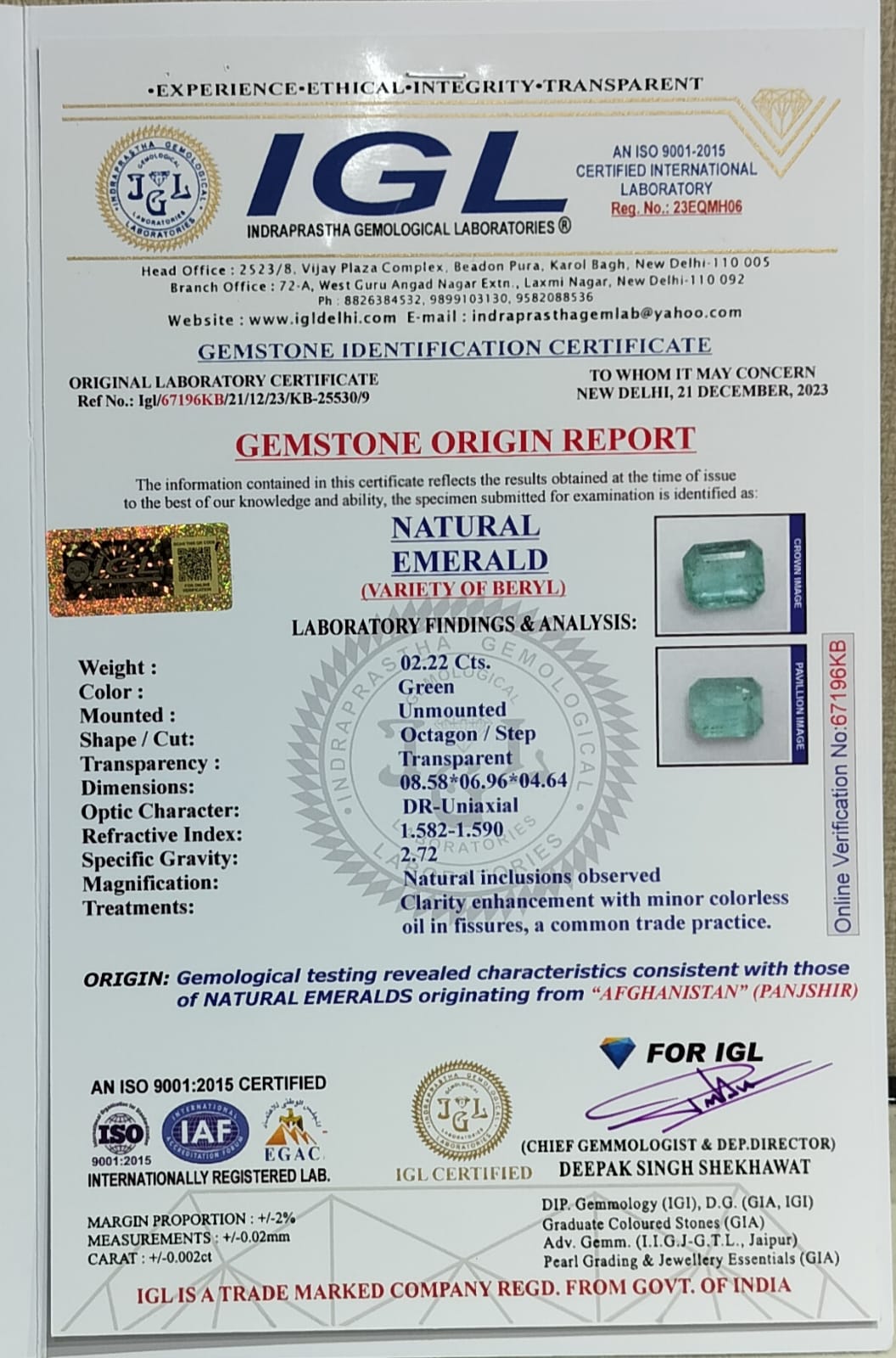 EMRD17848 4 1 EMERALD 2.22 Ct.