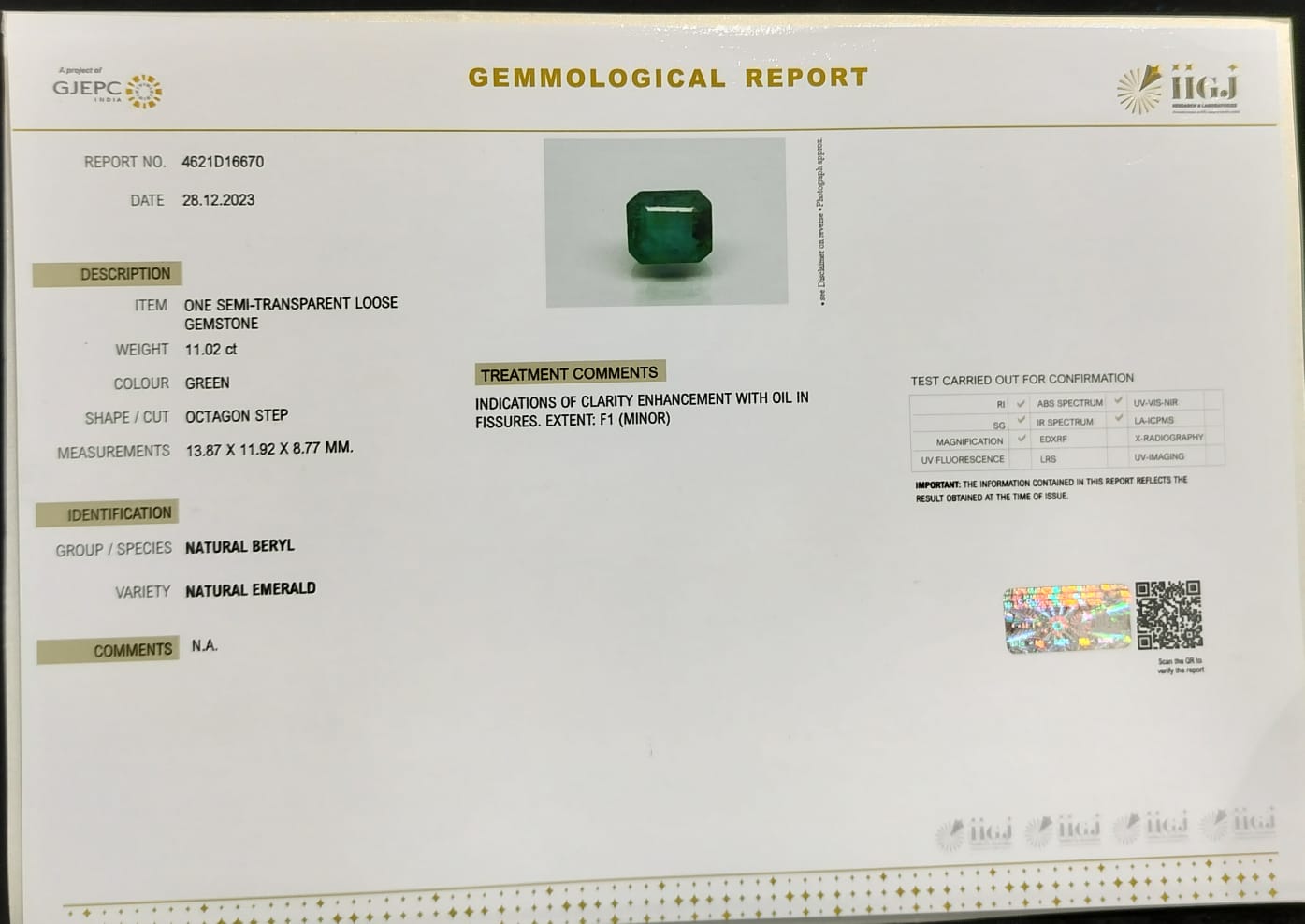 EMRD17857 4 1 EMERALD 11.02 Ct.