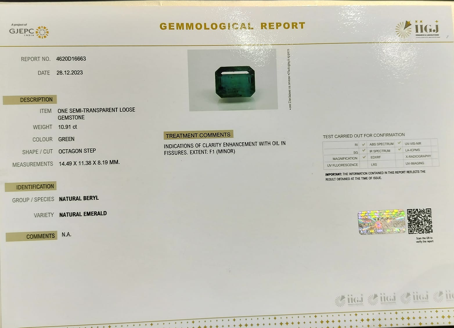 EMRD17859 4 1 EMERALD 10.91 Ct.