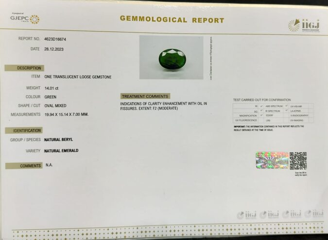 EMERALD 14.01 Ct.