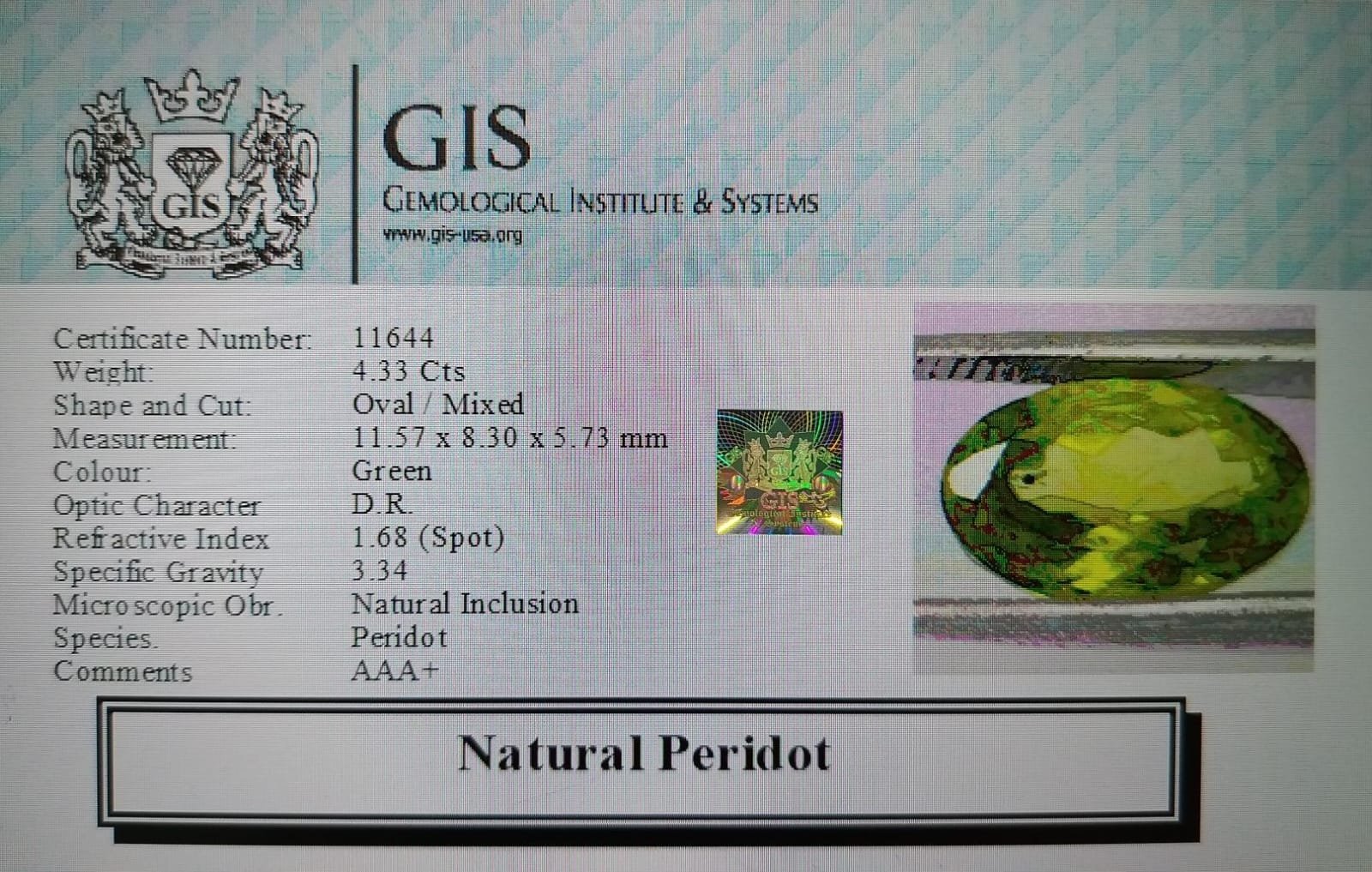 NPD637 4 PERIDOT 4.33 Ct.