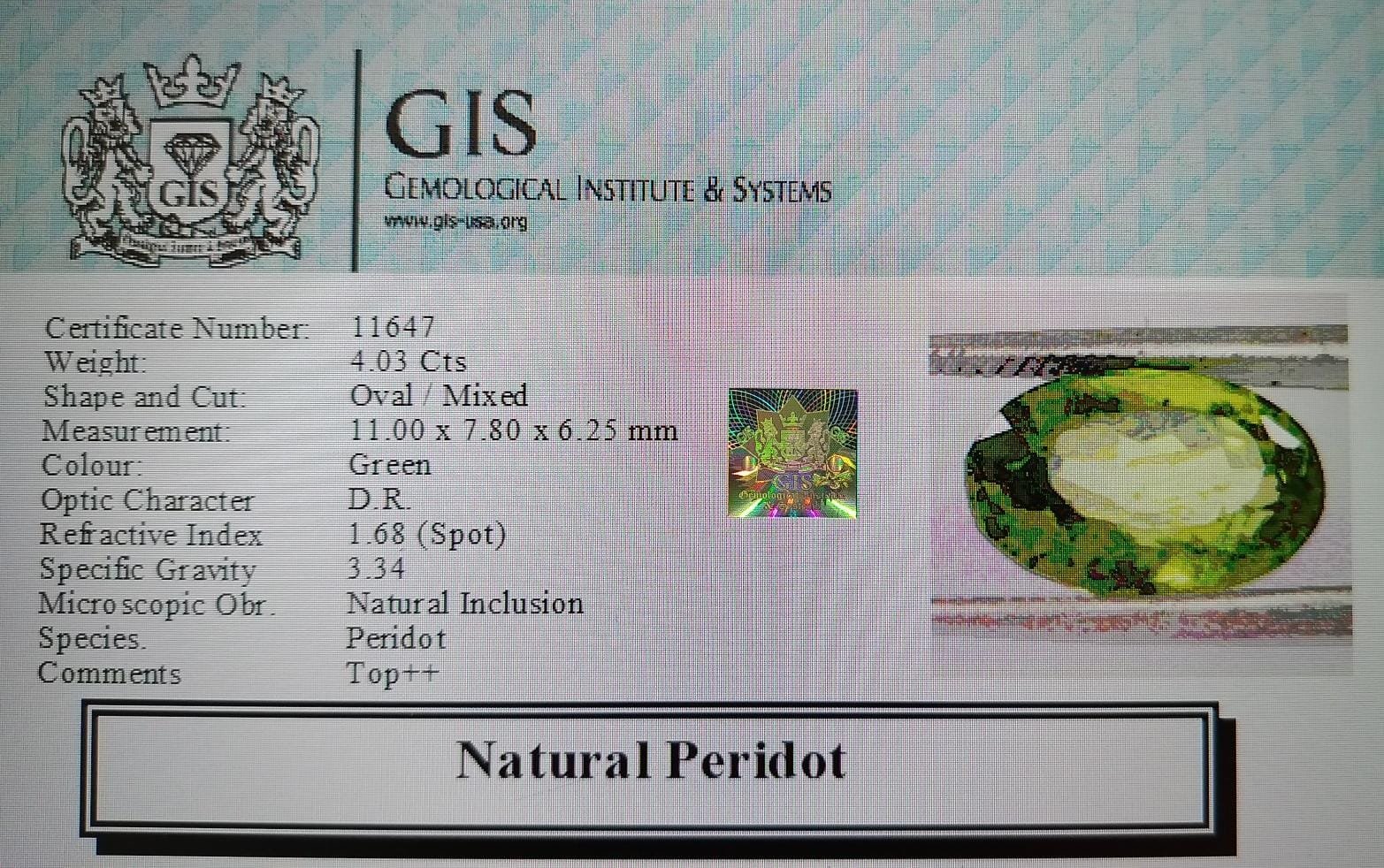 NPD640 4 PERIDOT 4.03 Ct.