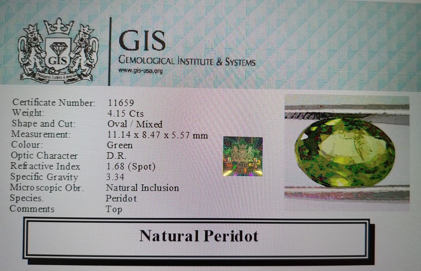 NPD652 4 PERIDOT 4.15 Ct.