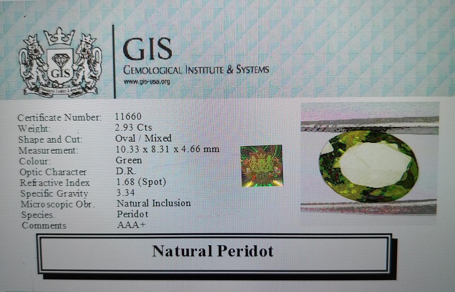 NPD653 4 PERIDOT 2.93 Ct.