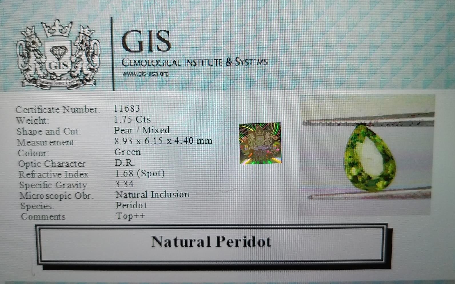 NPD676 4 PERIDOT 1.75 Ct.