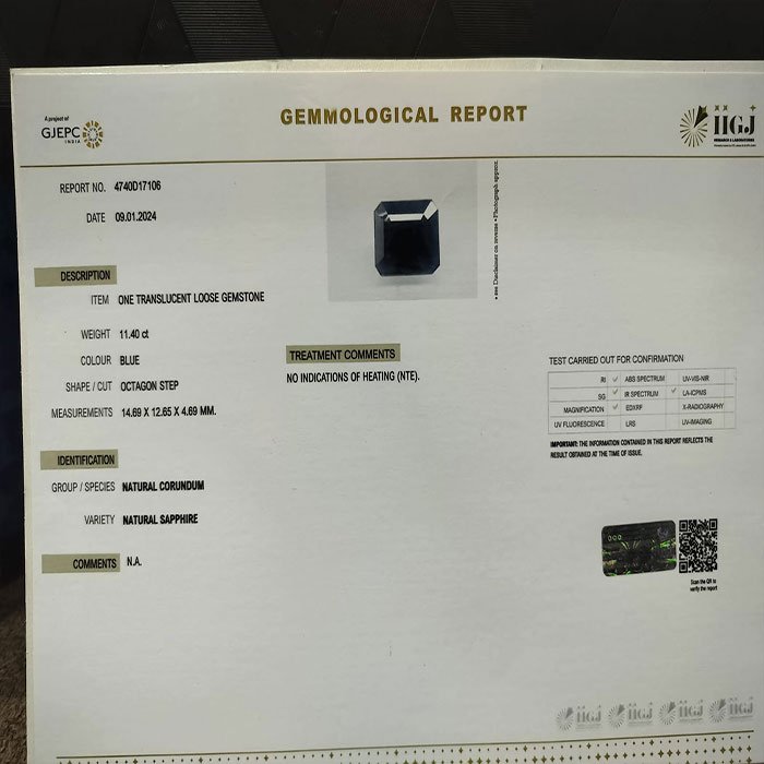BSP11784 4 1 BLUE SAPPHIRE 11.4 Ct.