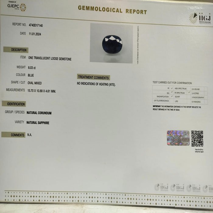 BSP11818 4 1 BLUE SAPPHIRE 8.03 Ct.