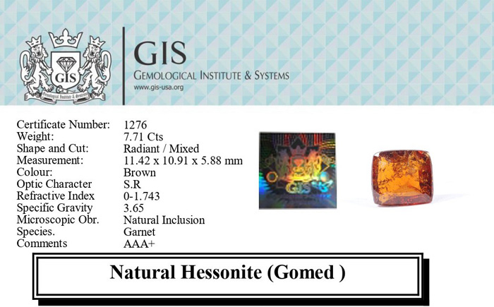 Hessonite 7.71 Ct.