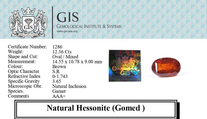 Hessonite 12.36 Ct.