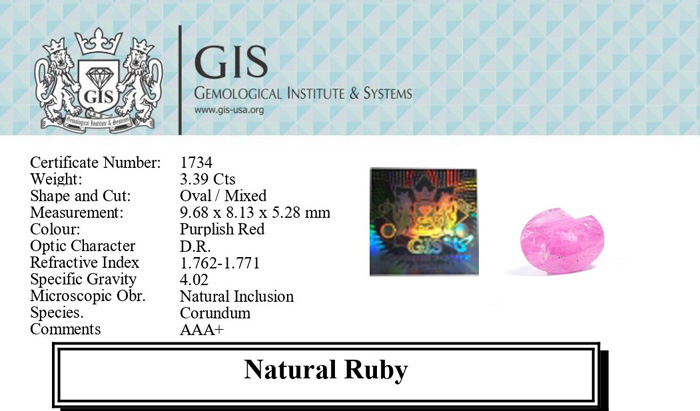 RUBY 3.39 Ct.