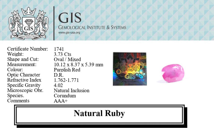 RUBY 3.73 Ct.