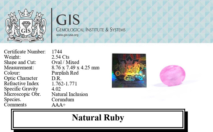 RUBY 2.54 Ct.