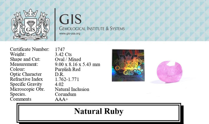 RUBY 3.42 Ct.