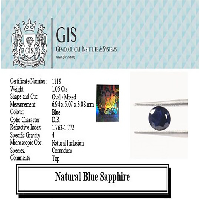 BLUE SAPPHIRE 1.05 Ct.