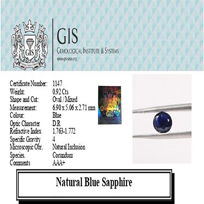 BSP12161 4 1 BLUE SAPPHIRE 0.92 Ct.