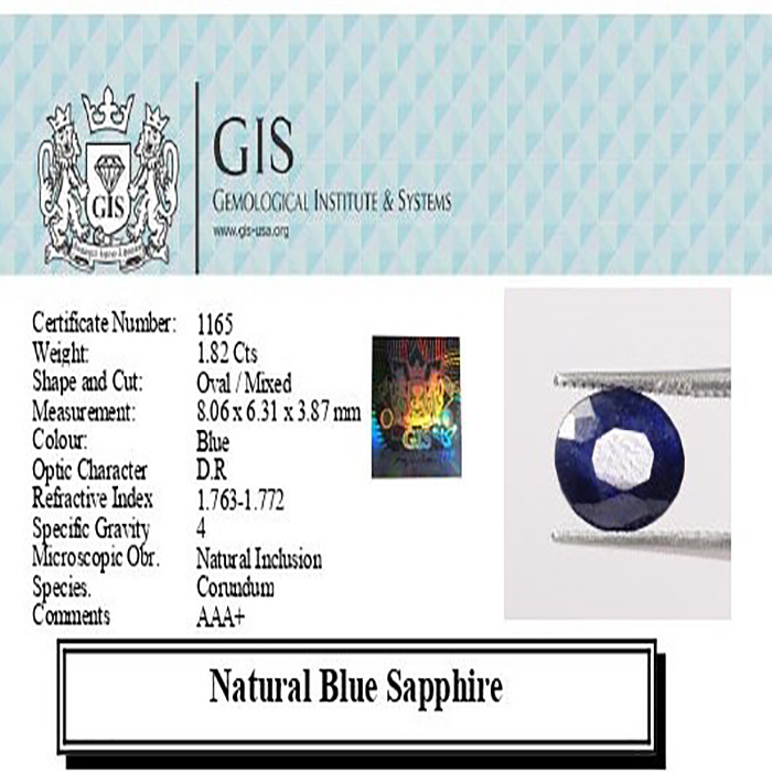 BLUE SAPPHIRE 1.82 Ct. 5 BSP12179 4 1 BLUE SAPPHIRE 1.82 Ct.