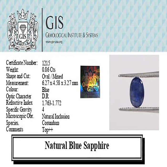 BLUE SAPPHIRE 0.86 Ct. 5 BSP12229 4 1 BLUE SAPPHIRE 0.86 Ct.
