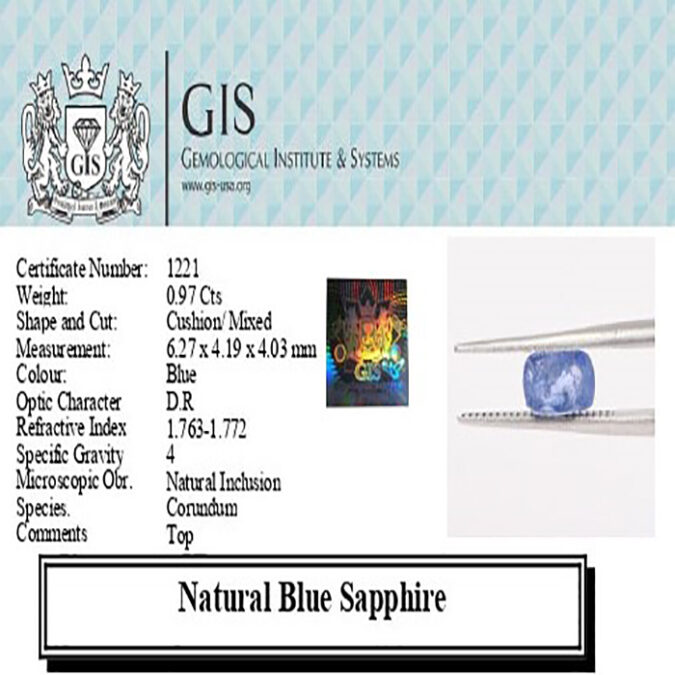 BLUE SAPPHIRE 0.97 Ct.
