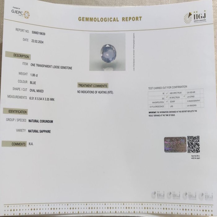 BSP12337 4 1 BLUE SAPPHIRE 1.06 Ct.