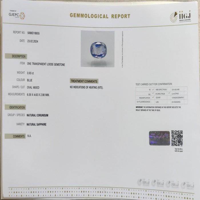 BSP12348 4 1 BLUE SAPPHIRE 0.93 Ct.