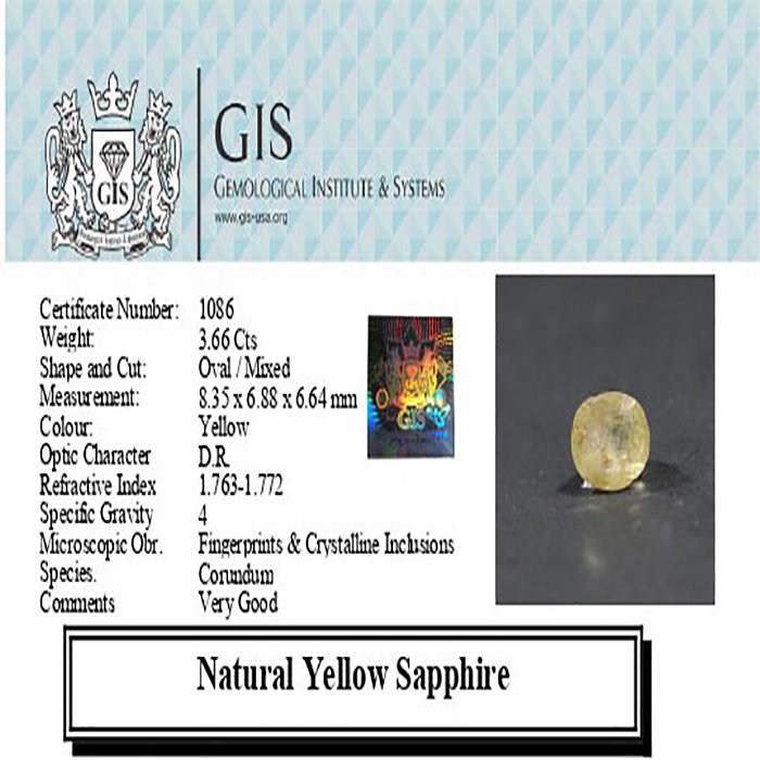 YSP11525 4 1 YELLOW SAPPHIRE 3.66 Ct.