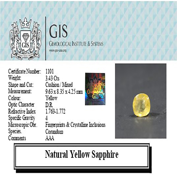 YSP11540 4 1 YELLOW SAPPHIRE 3.43 Ct.