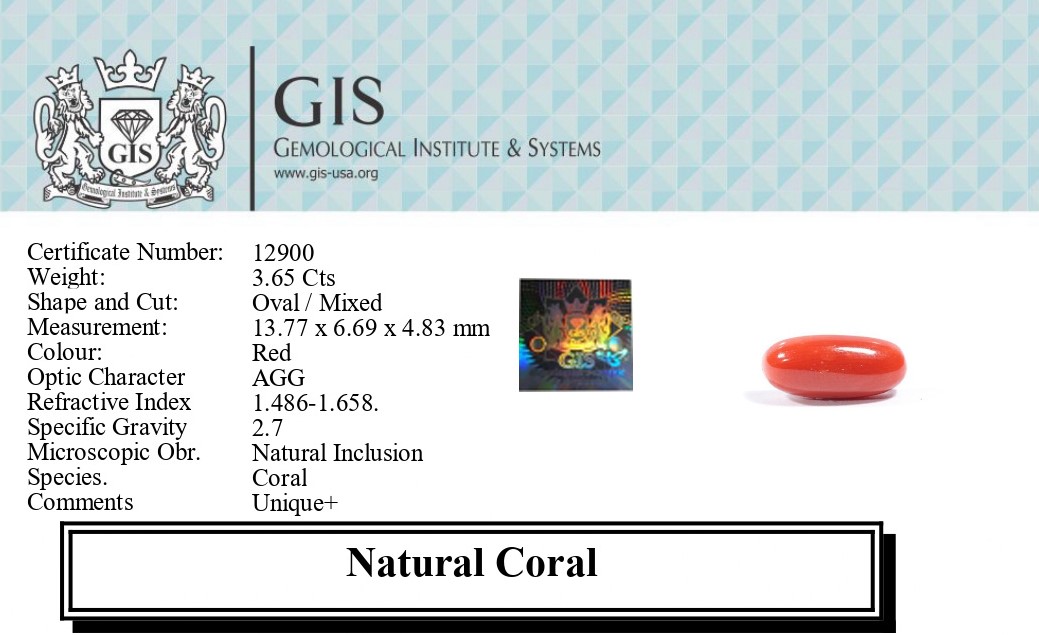 CORAL 3.65 Ct.