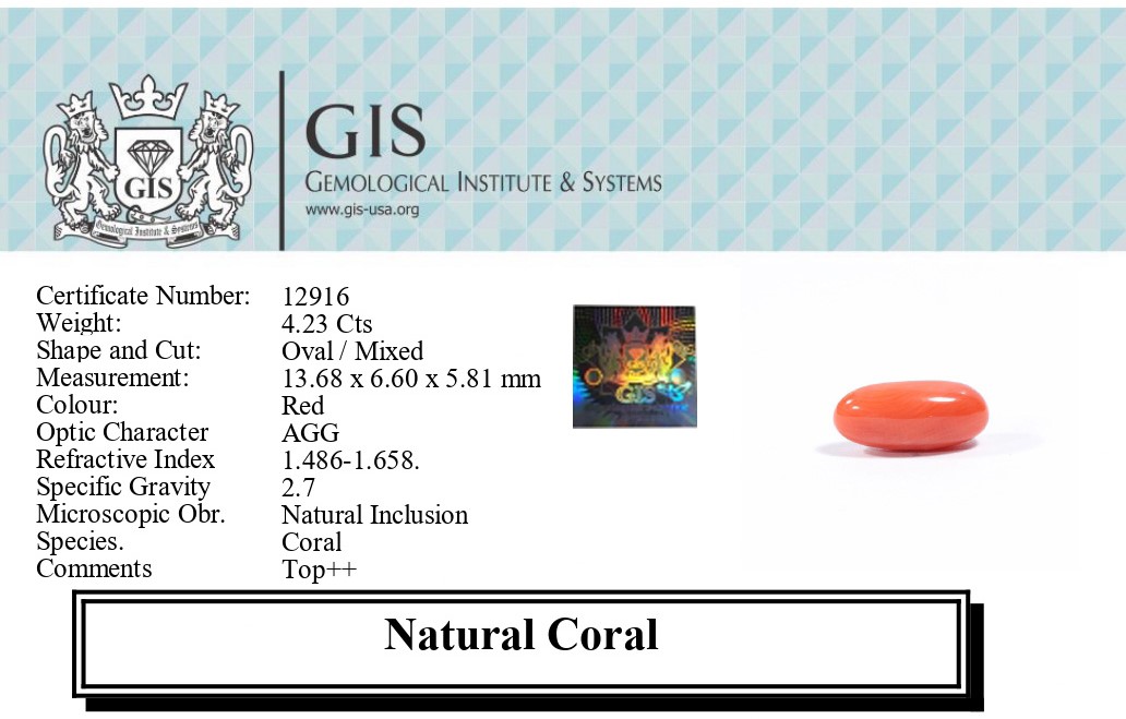 CORAL 4.23 Ct.