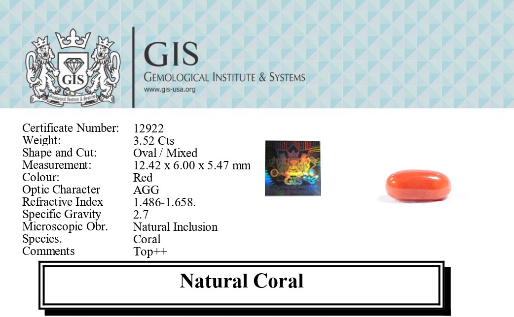CORAL 3.52 Ct.