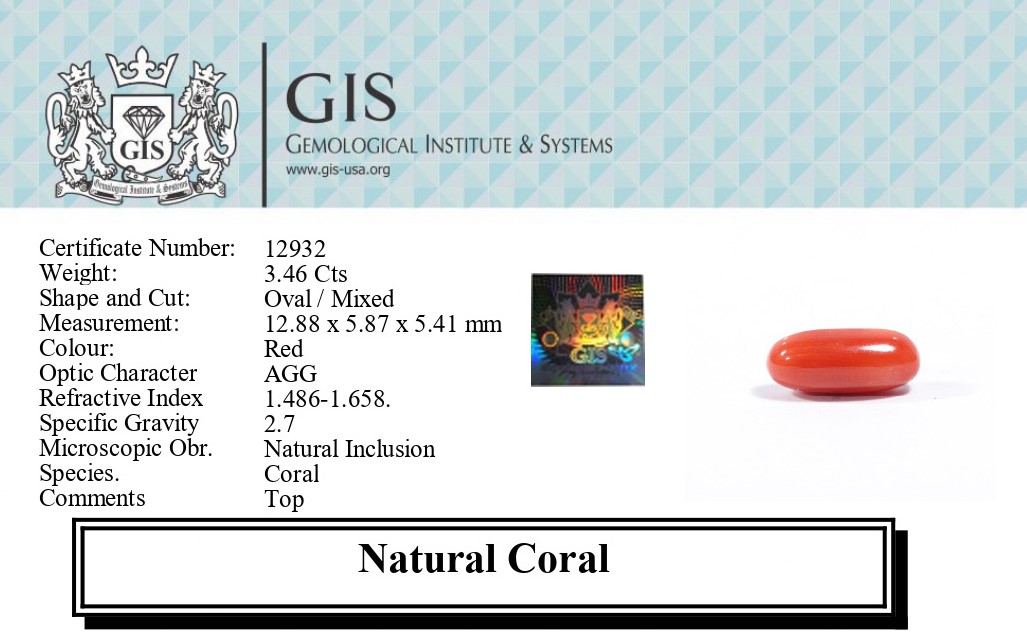 CORAL 3.46 Ct.