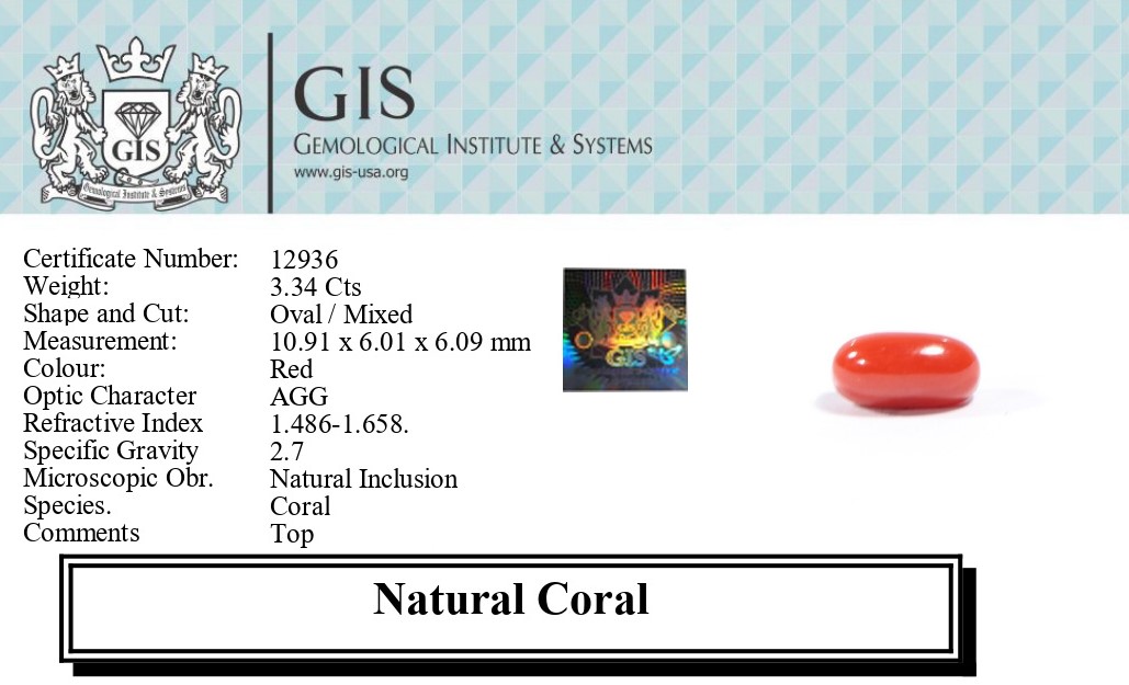 CORAL 3.34 Ct.