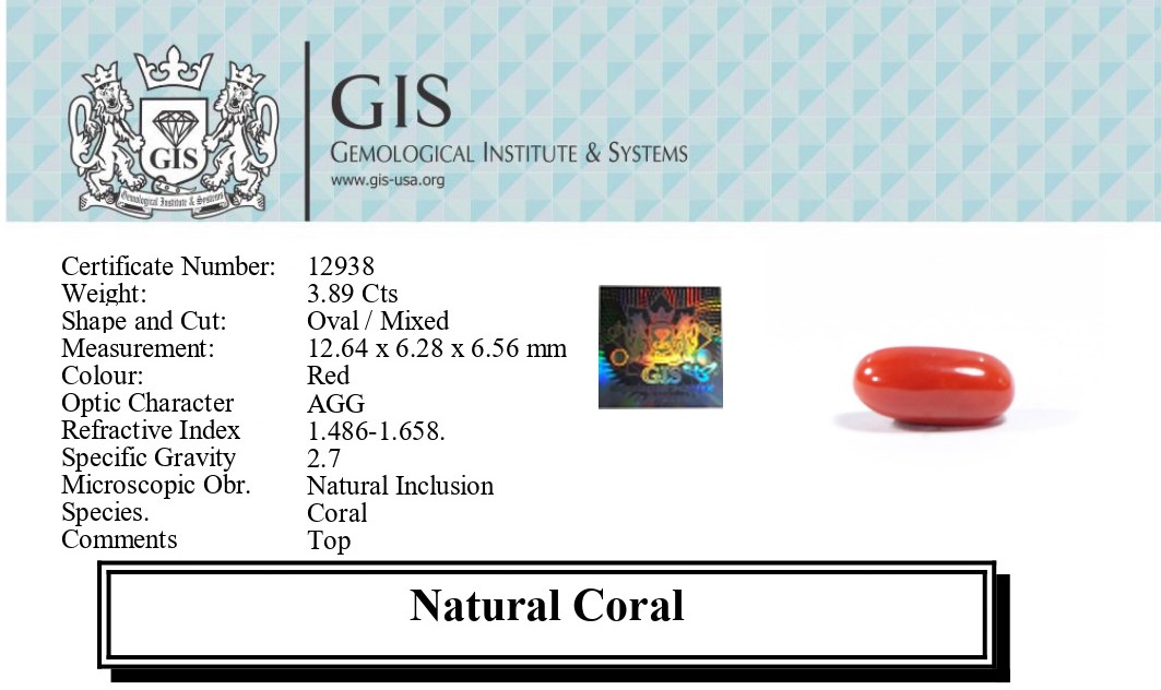 CORAL 3.89 Ct.
