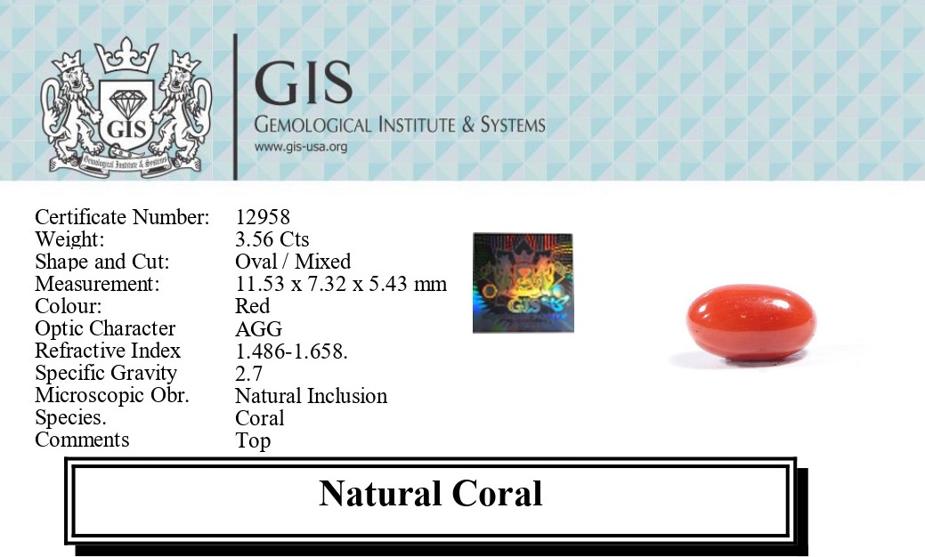 CORAL 3.56 Ct.
