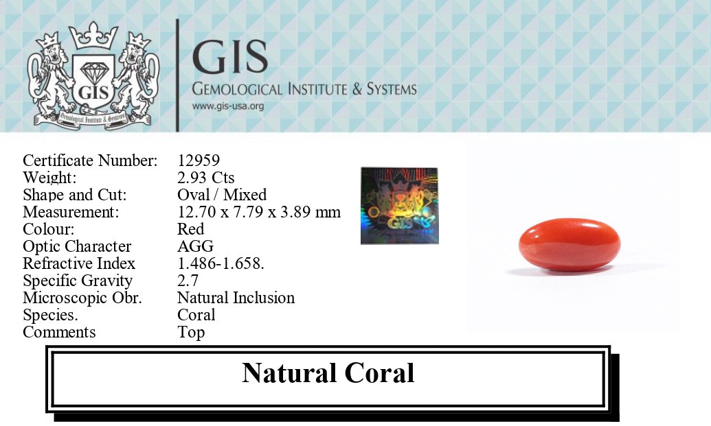 CORAL 2.93 Ct.