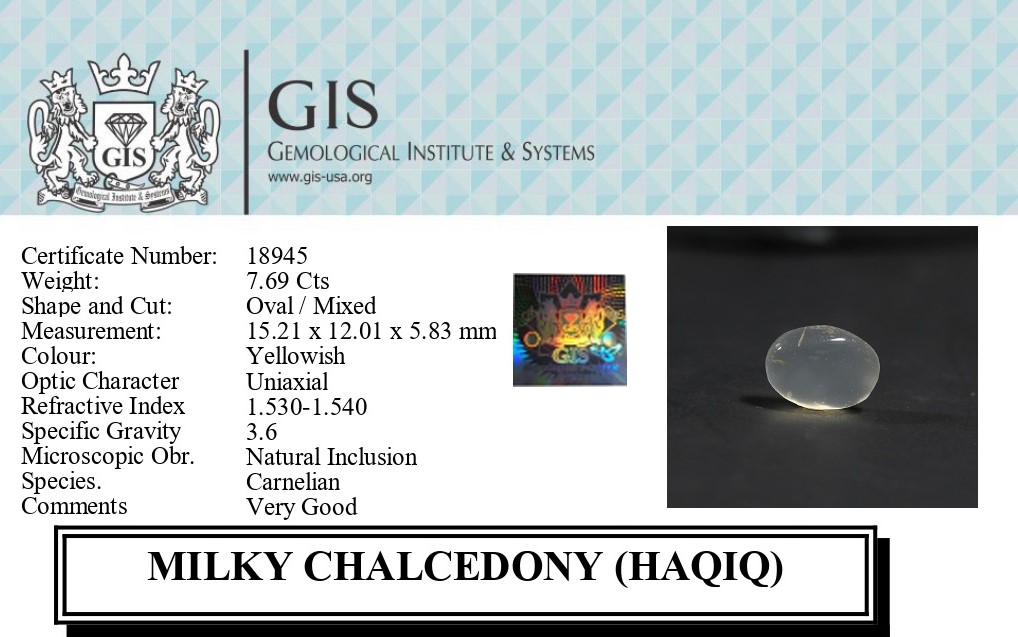 MILKY CHALCEDONY (HAKIK) 7.69 Ct.