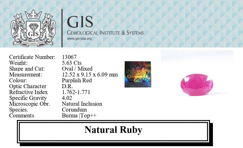 RUBY 5.63 Ct.
