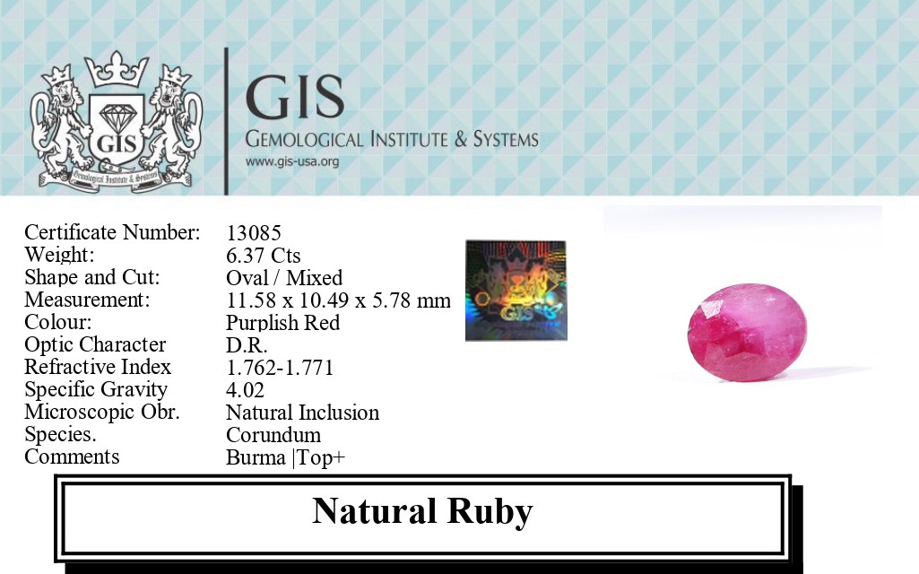 RUBY 6.37 Ct.