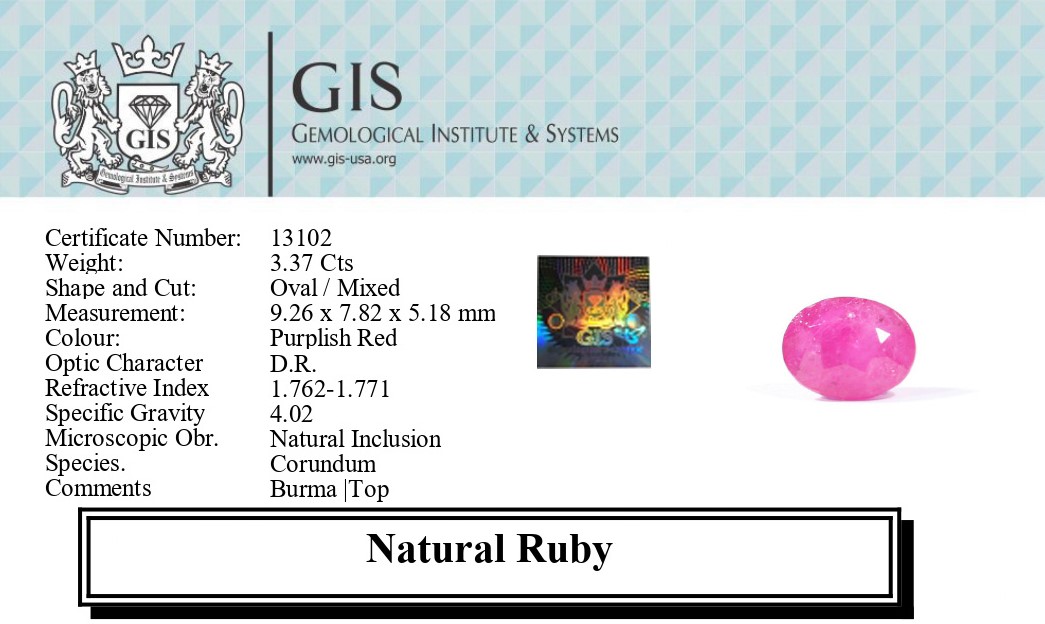 RUBY 3.37 Ct.