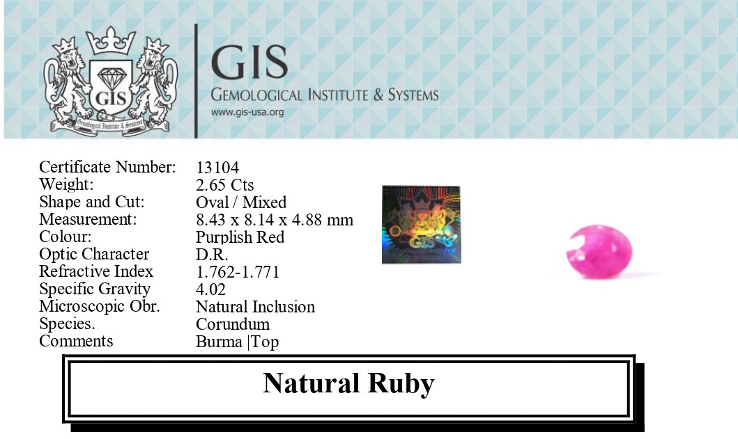 RUBY 2.65 Ct.