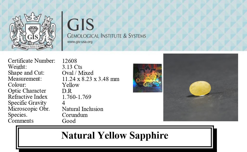 Yellow Sapphire 3.13 Ct.