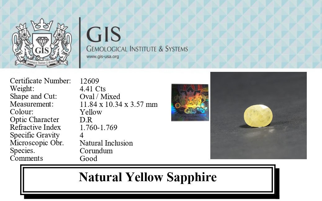 Yellow Sapphire 4.41 Ct.